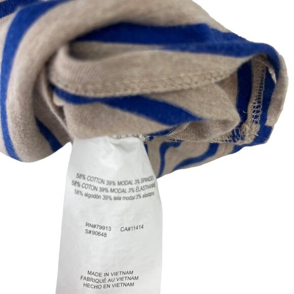 Motherhood Maternity Blue Tan Long Sleeve Striped Top Small - Picture 5 of 5